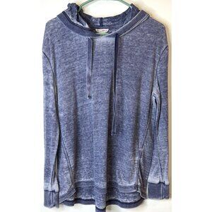 Jane & Delancey Blue Waffle Knit Hoodie Sweatshirt Medium Cotton/Polyester